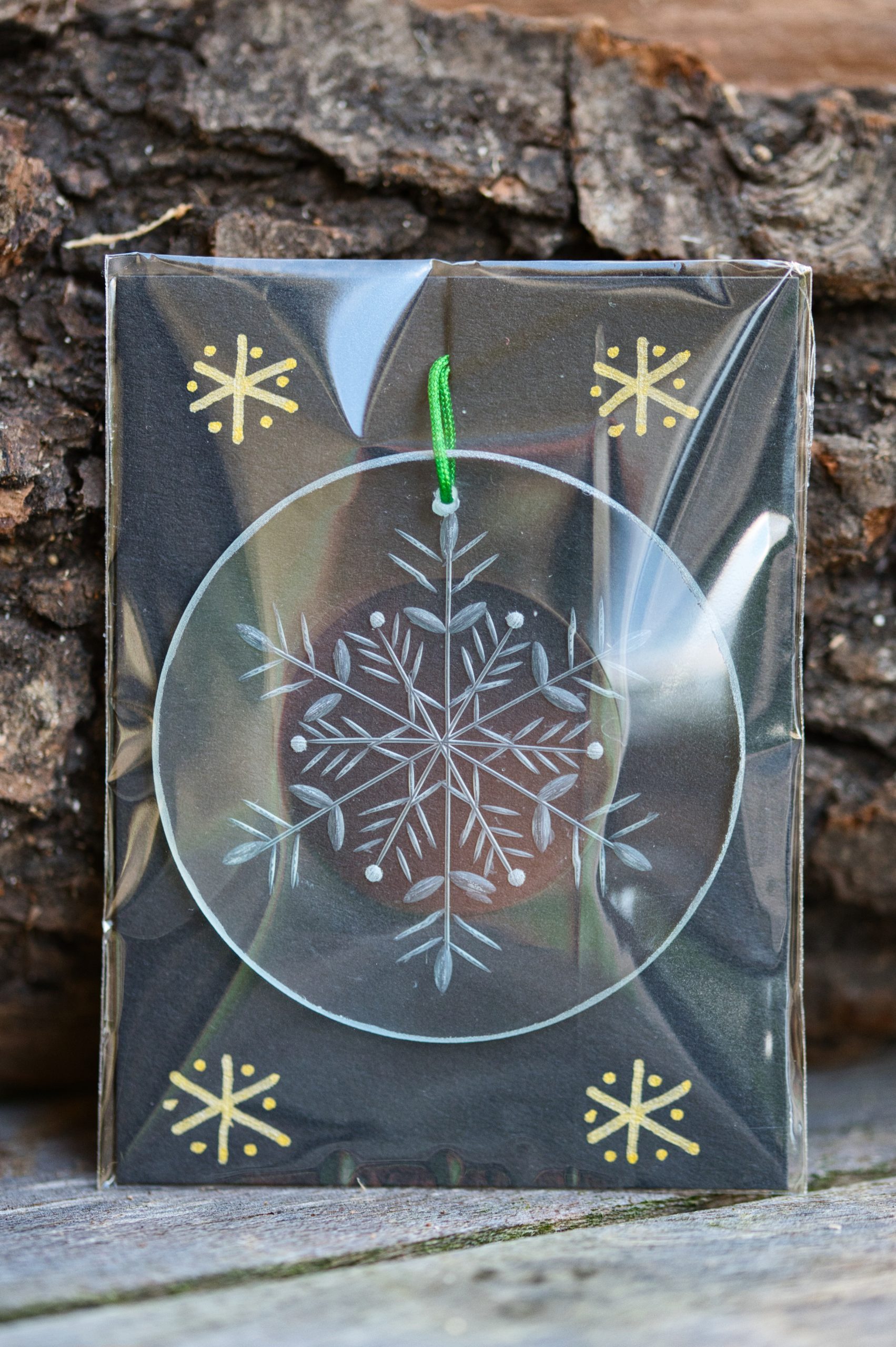 Glasanhänger "zarte Schneeflocke" rund – Bild 2