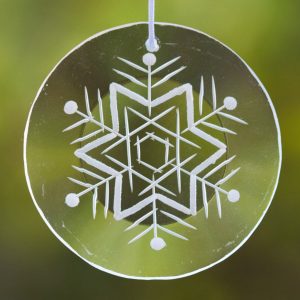 Glasanhänger "Schneeflocke" rund