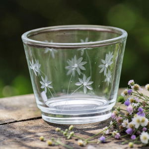 Teelichthalter mit Motiv "Blüten"