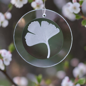 Fensterbild mit "Ginkgo" rund
