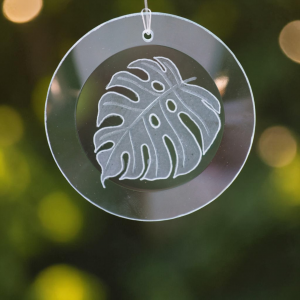 Fensterbild mit "Monstera" rund